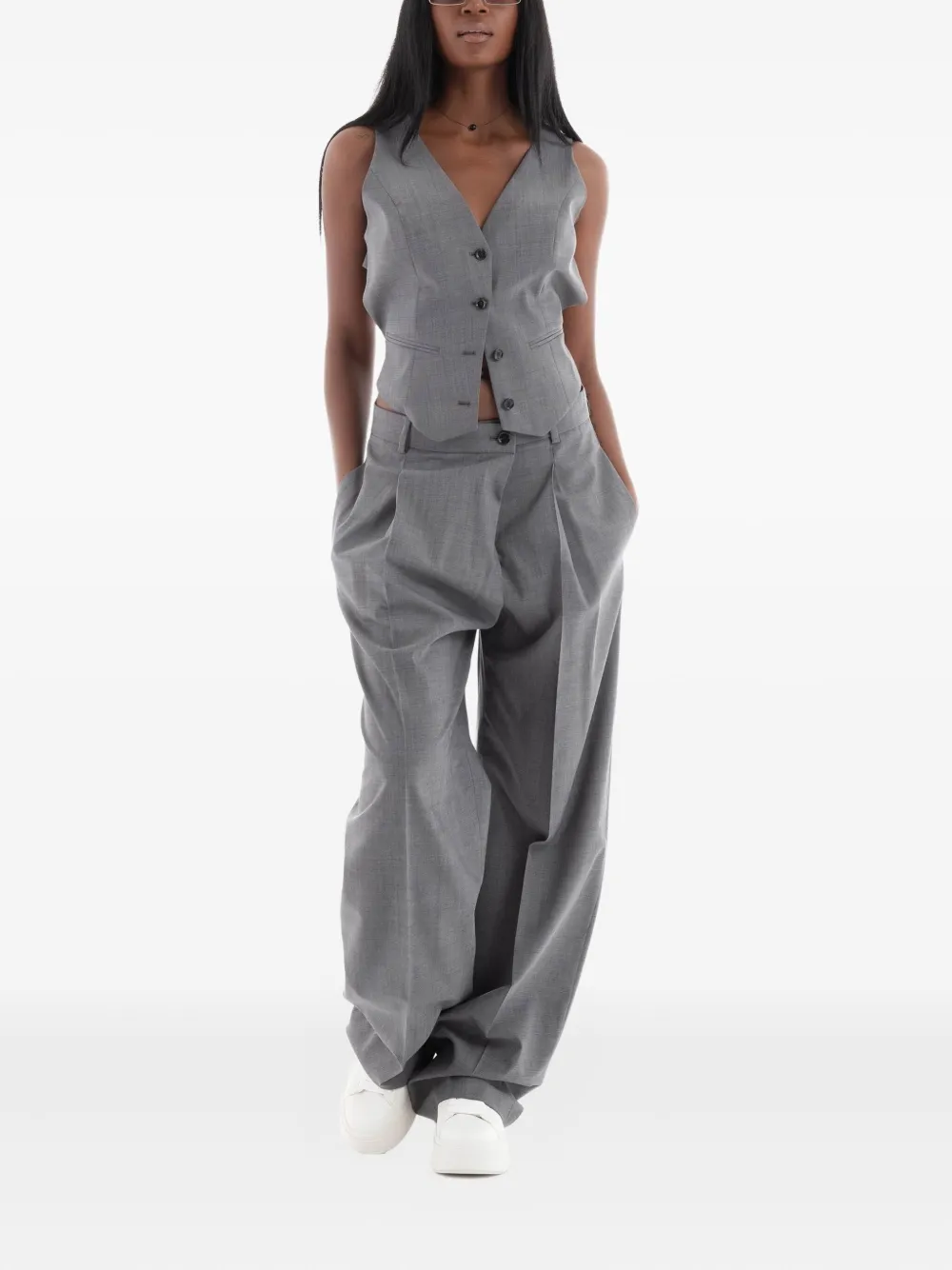 Hugo Boss Button-down Sleeveless Vest In Gray
