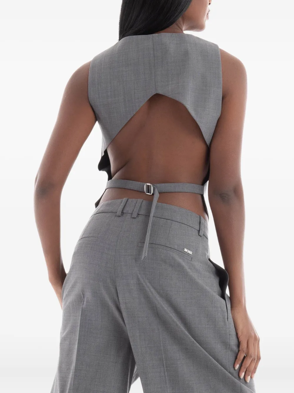 Hugo Boss Button-down Sleeveless Vest In Gray