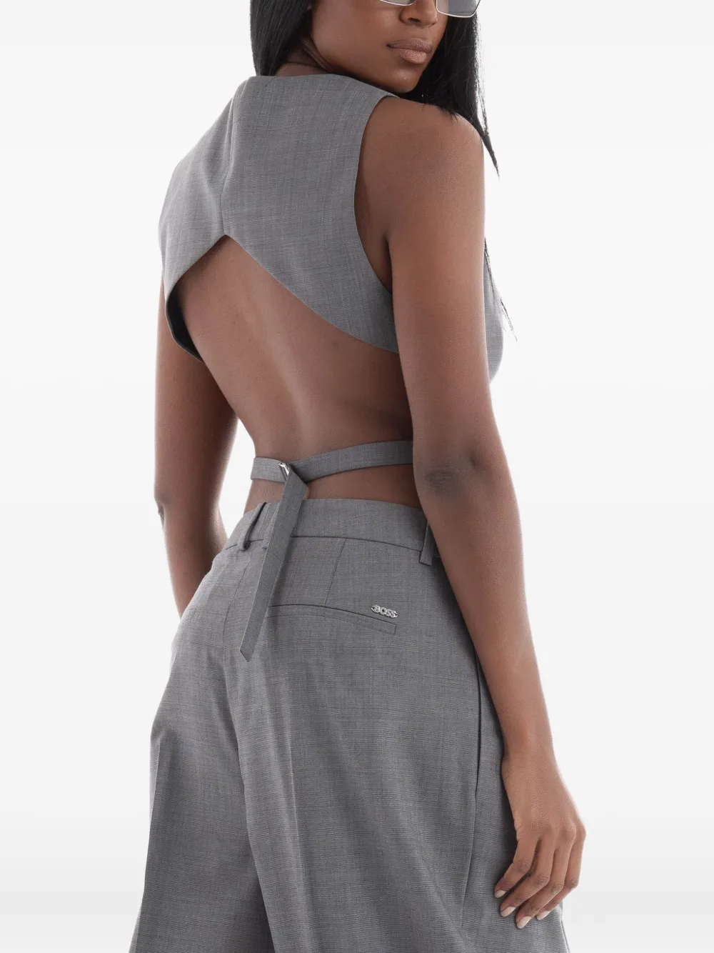 Hugo Boss Button-down Sleeveless Vest In Gray
