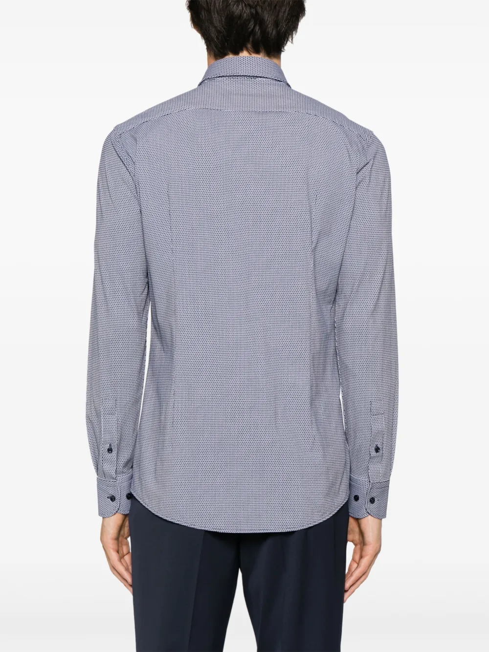 Shop Hugo Boss Geometric-print Long-sleeve Shirt In Blue