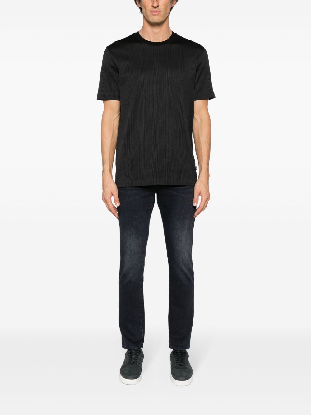 Shop Hugo Boss Crew-neck Cotton T-shirt In Black