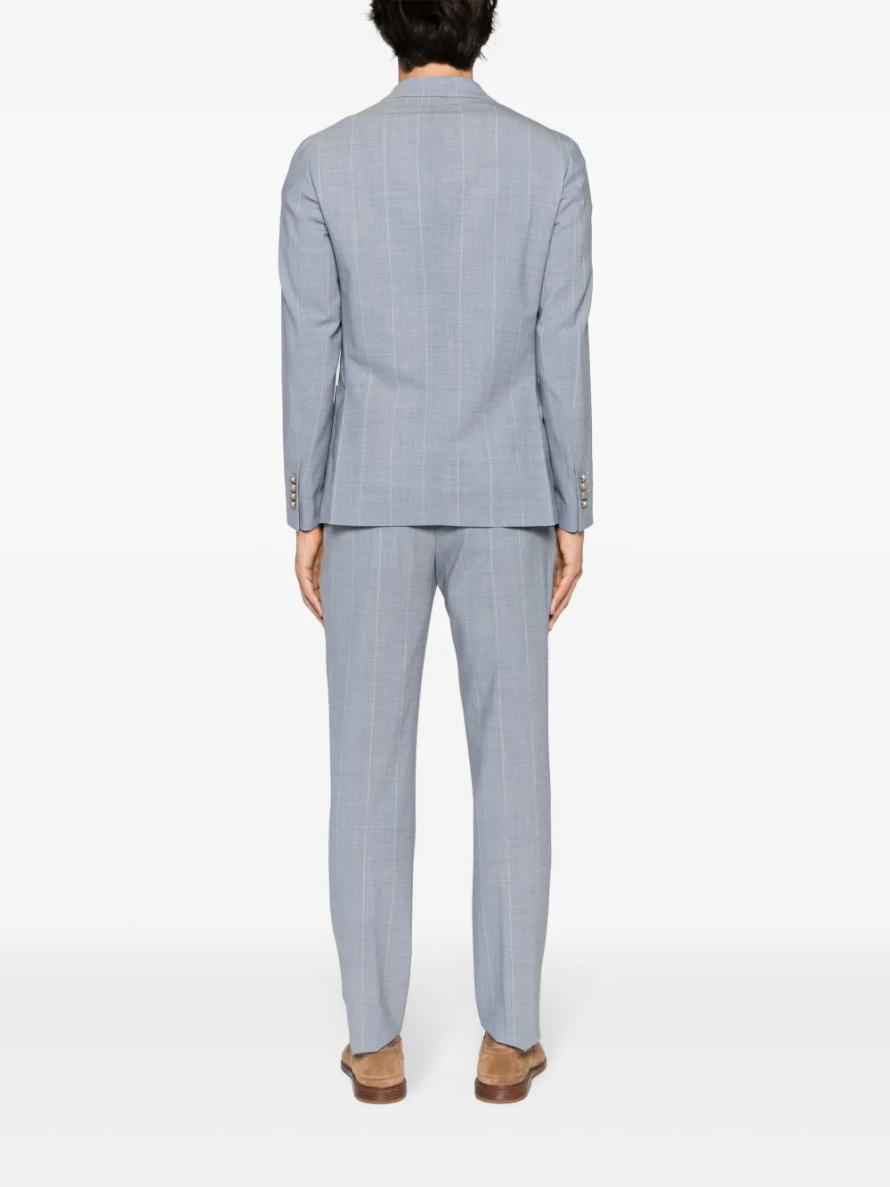 Shop Eleventy Pinstriped Double-breasted Suit In Blue