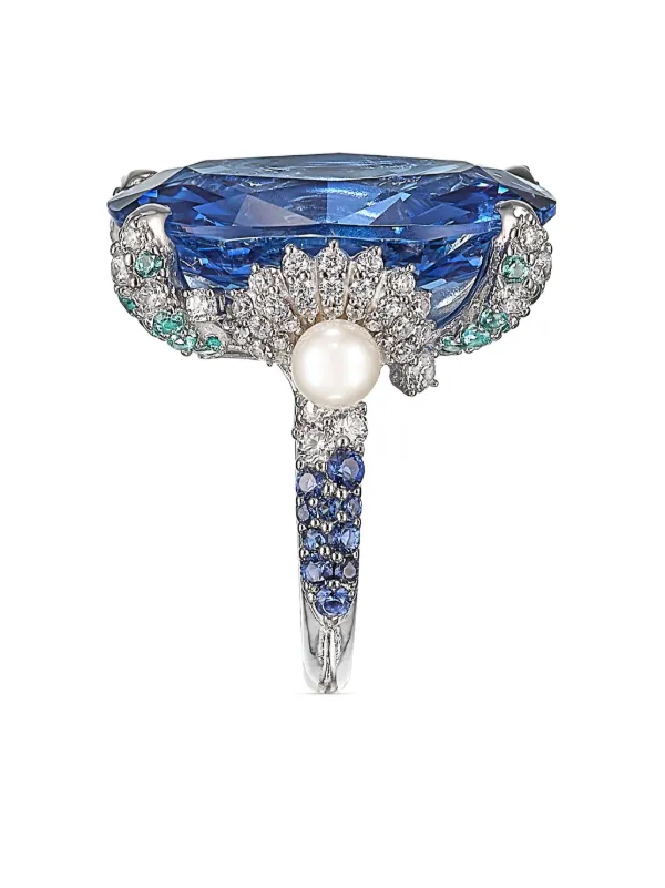 Anabela Chan 18kt White Gold Vermeil Aqua Mermaid Gemstone And