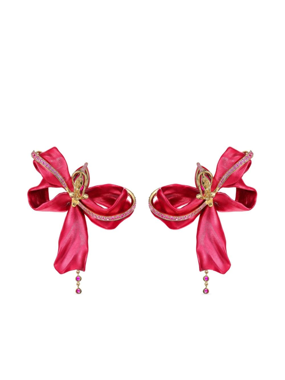 Shop Anabela Chan 18kt Yellow Gold Cupid's Bow Ruby Earrings In Red