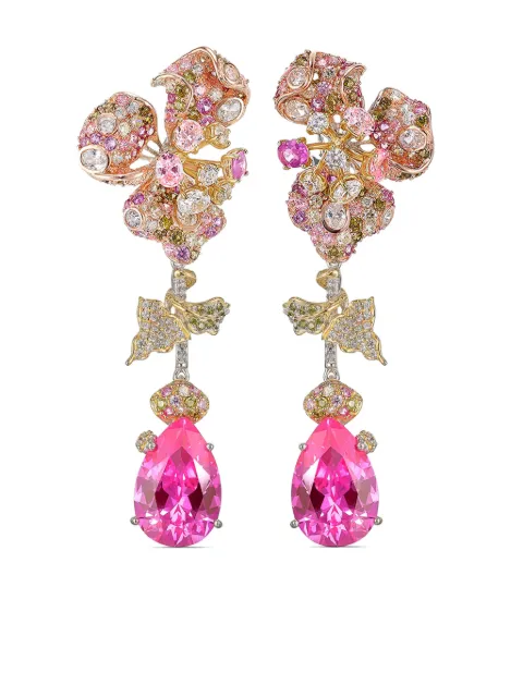 Anabela Chan aretes Blush Orchid en oro rosa de 18kt con diamantes y zafiros