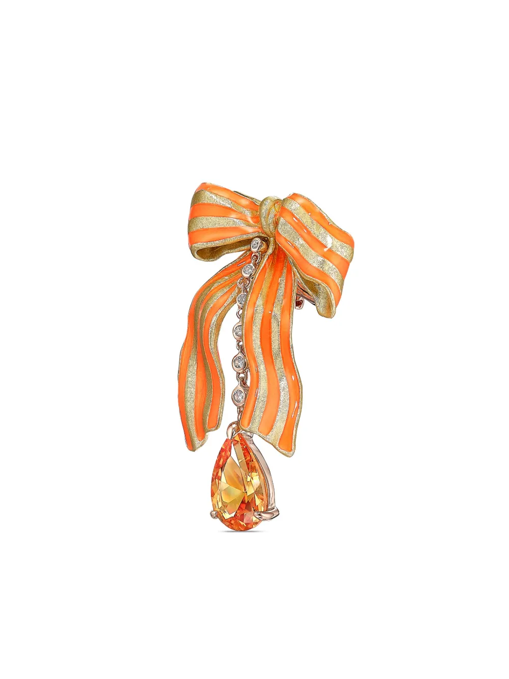 Shop Anabela Chan 18kt Yellow Gold Vermeil Bardot Bow Sapphire And Diamond Earrings In Orange