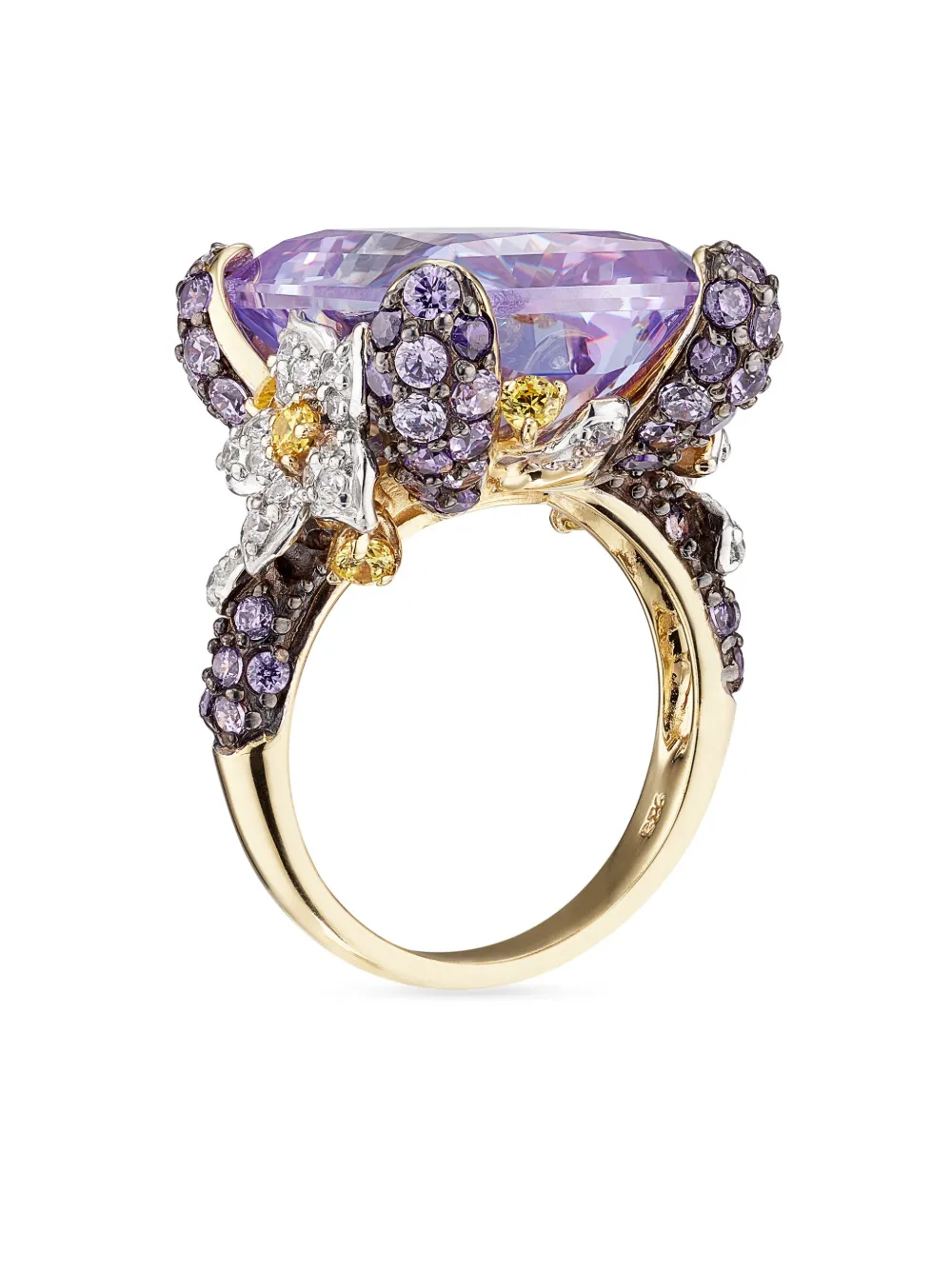 Shop Anabela Chan 18kt Yellow Gold Vermeil Lilac Cinderella Gemstone Ring In Purple