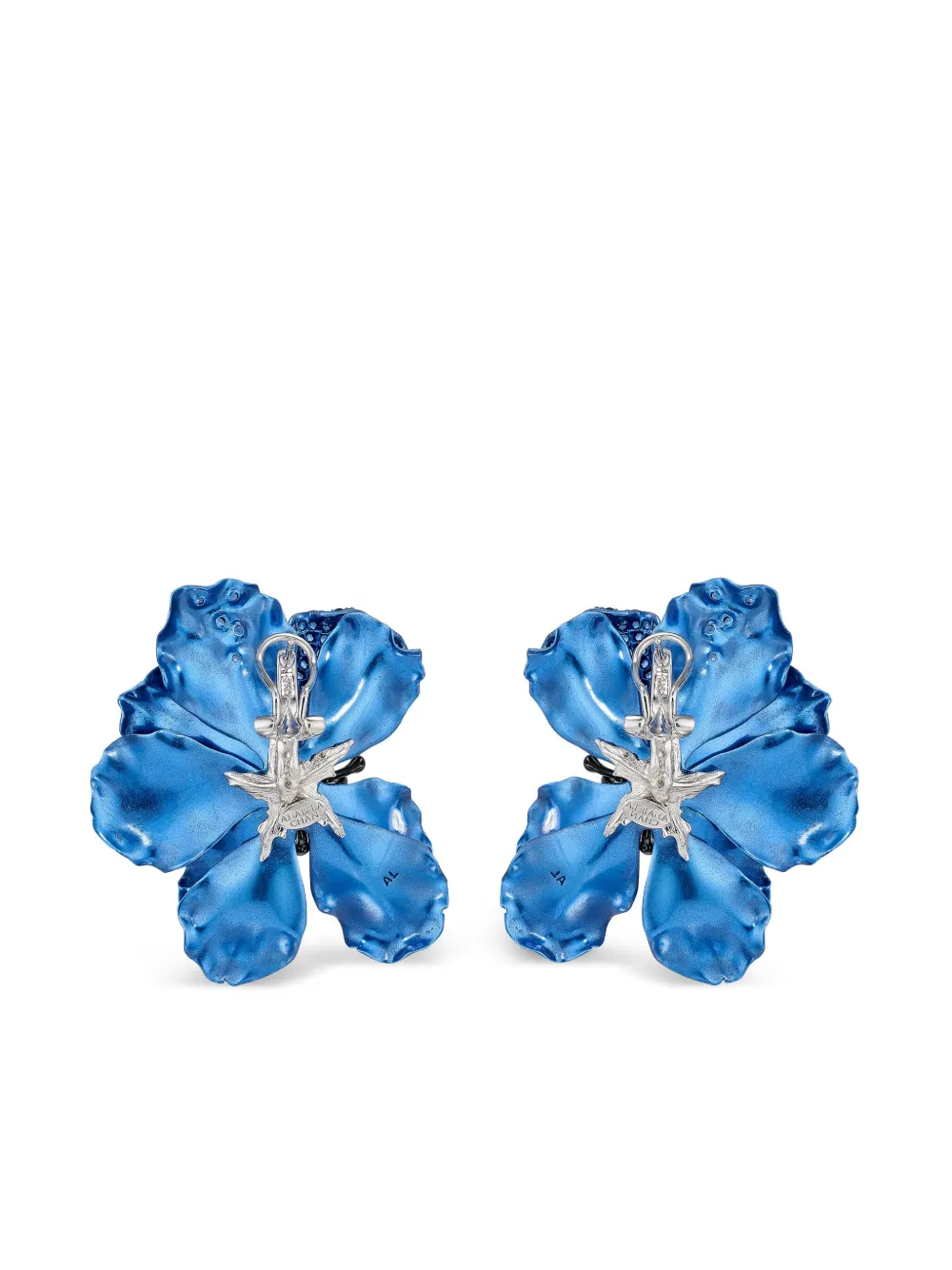 Anabela Chan 18kt White Gold Poppy Emerald And Sapphire Earrings In Blue
