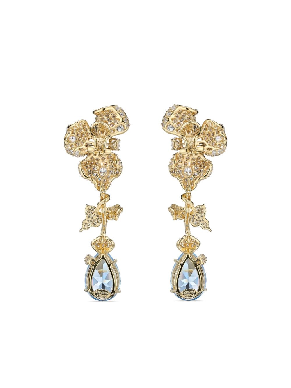 Shop Anabela Chan 22kt Yellow Gold Vermeil Aqua Orchid Diamond And Aquamarine Earrings In Blue