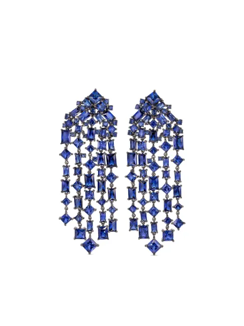 Anabela Chan rhodium vermeil Cascade sapphire drop earrings
