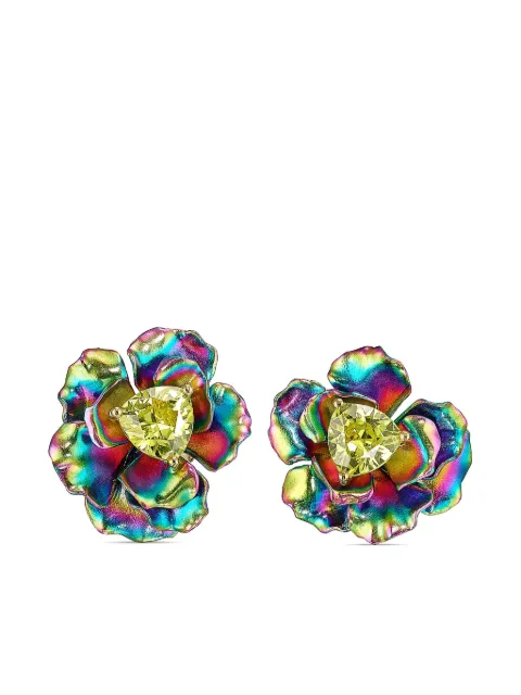 Anabela Chan aretes Rainbow Bloom en oro amarillo vermeil de 18kt con cuarzo