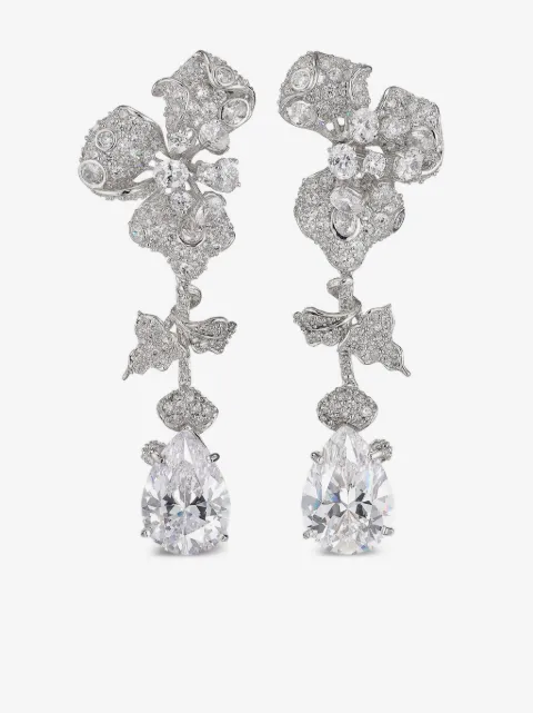 Anabela Chan 18kt white gold Orchid diamond cocktail earrings