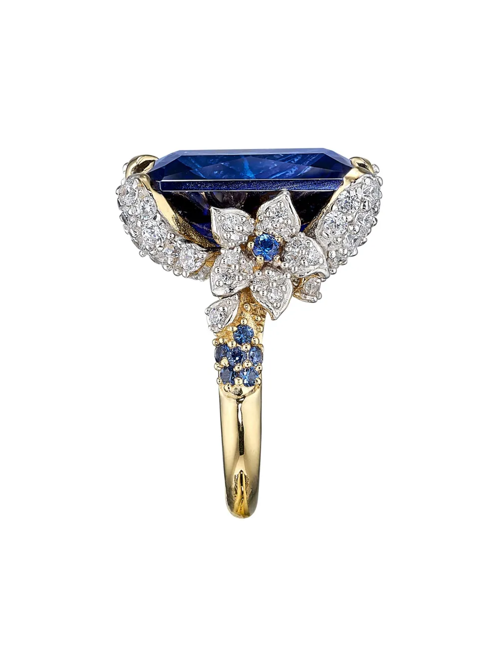 Shop Anabela Chan 18kt Gold Vermeil Kashmir Cinderella Sapphire And Diamond Ring In Blue