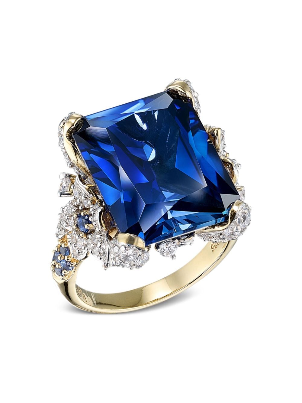 Shop Anabela Chan 18kt Gold Vermeil Kashmir Cinderella Sapphire And Diamond Ring In Blue