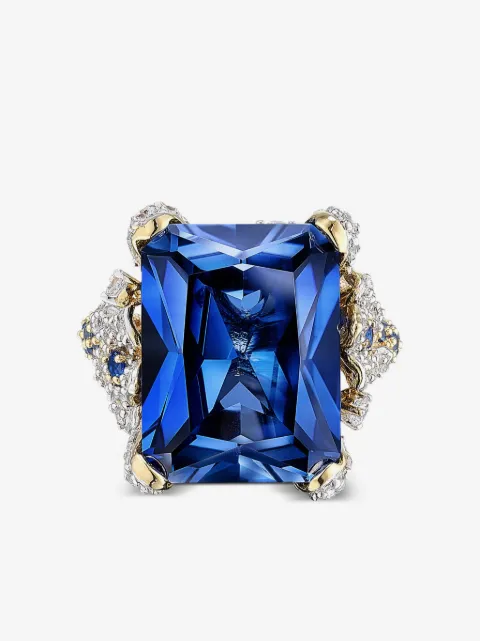 Anabela Chan 18kt gold vermeil Kashmir Cinderella sapphire and diamond ring