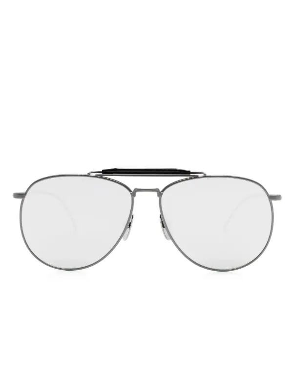 Thom Browne Grey Aviator Mirrored Sunglasses Sunglasses Thom Browne TB015 XL Aviator Silver Mirrored main image 2