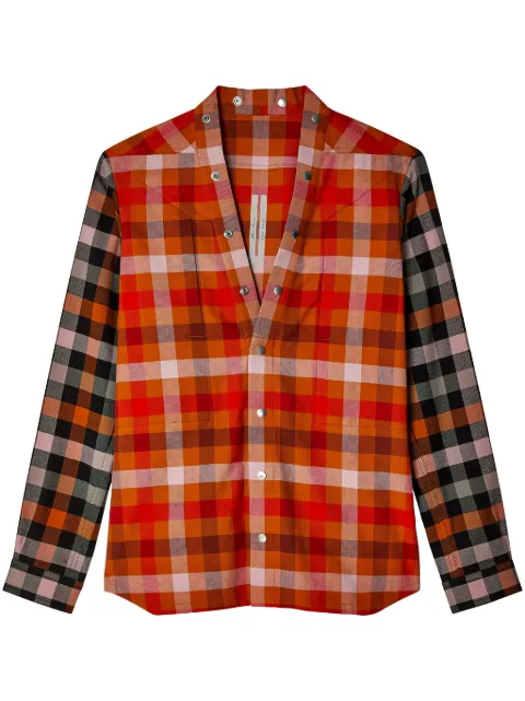 Rick Owens check-print panelled shirt