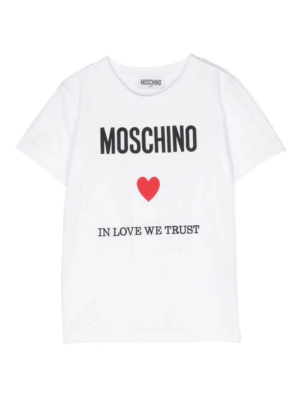 Moschino White T-shirt For Girl With Logo And Red Heart In White