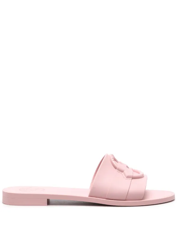 Moncler Mon logo embossed Slides Pink FARFETCH CA