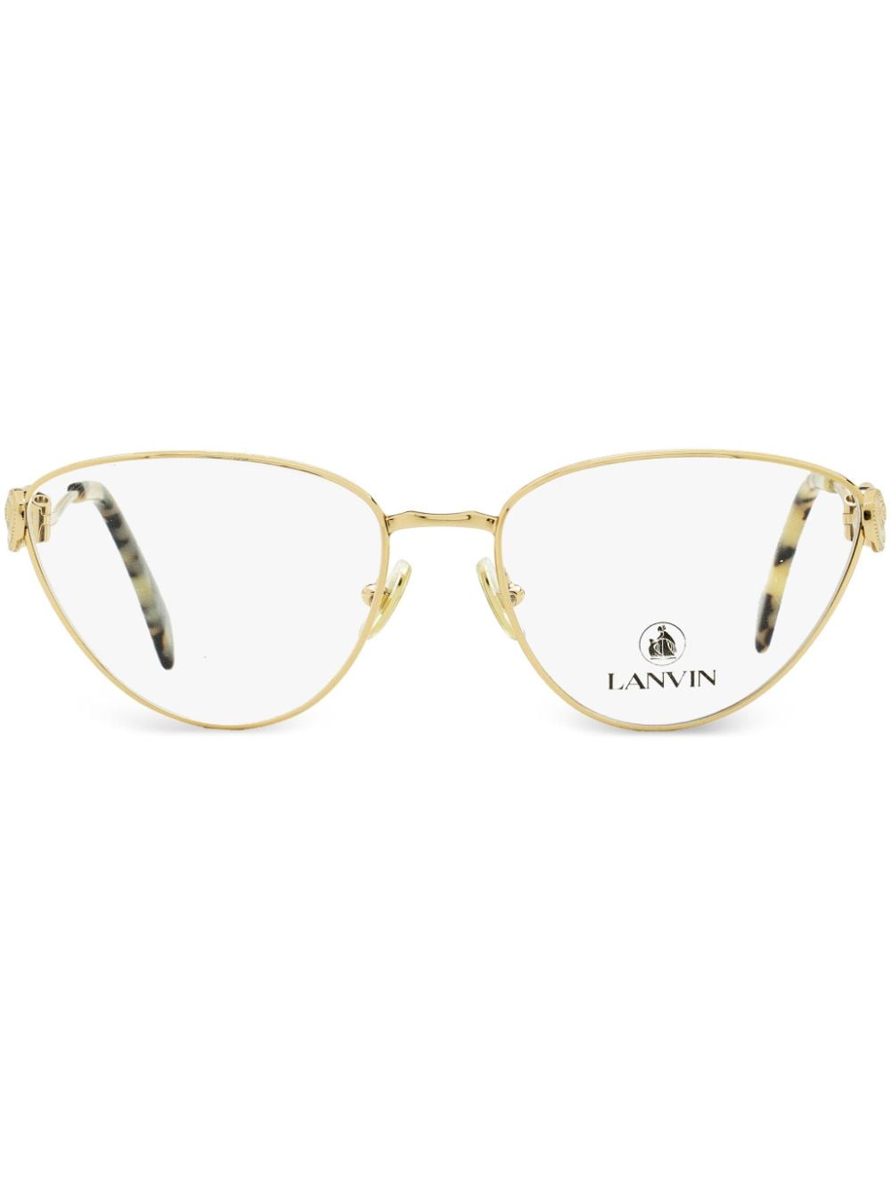 Lanvin Logo-engraved Cat-eye Glasses In Gold