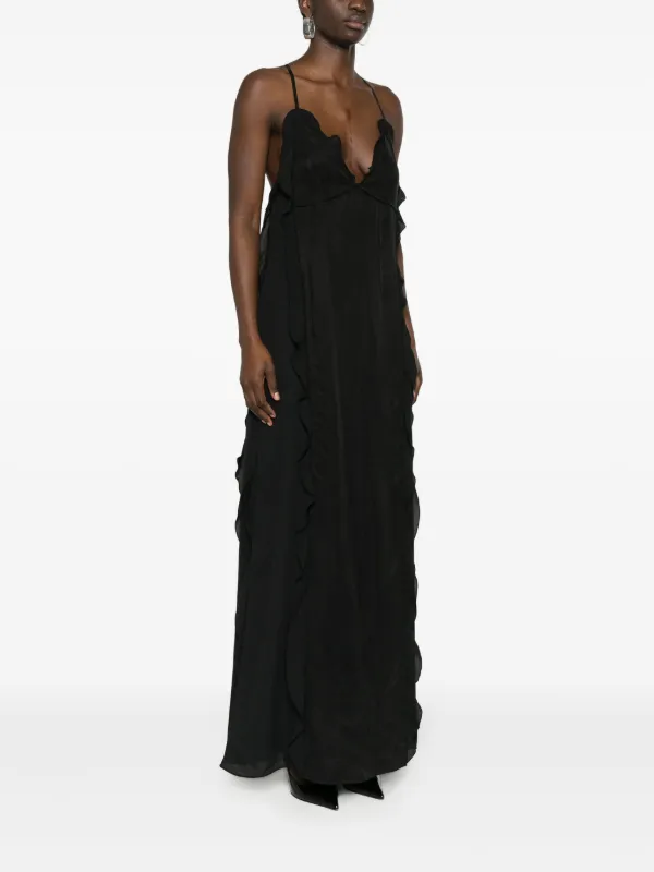 Simkhai Emily Ruffled Maxi Dress | Black | FARFETCH
