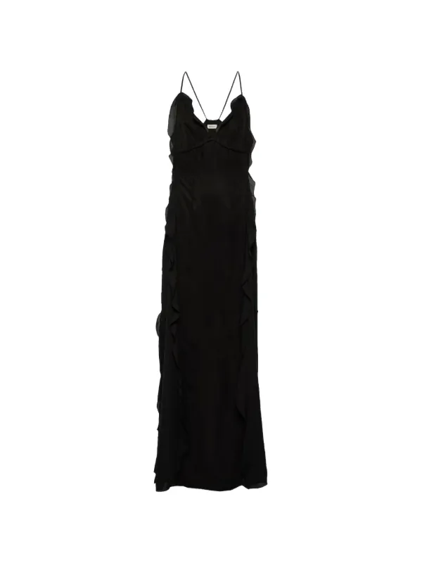 SIMKHAI Emily Ruffled Maxi Dress | Black | FARFETCH
