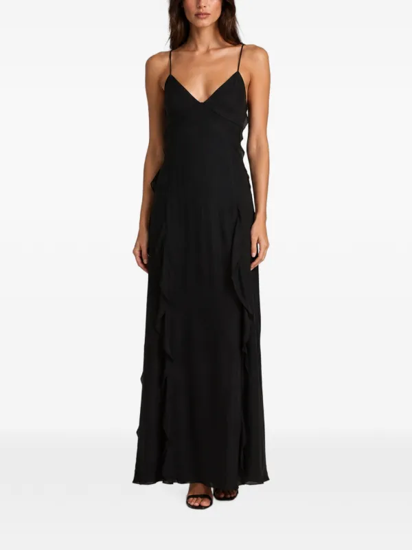 SIMKHAI Emily Ruffled Maxi Dress | Black | FARFETCH