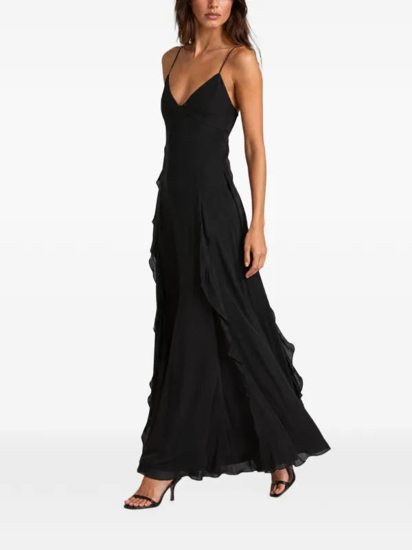 SIMKHAI Emily Ruffled Maxi Dress | Black | FARFETCH