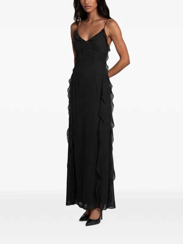 SIMKHAI Emily Ruffled Maxi Dress | Black | FARFETCH