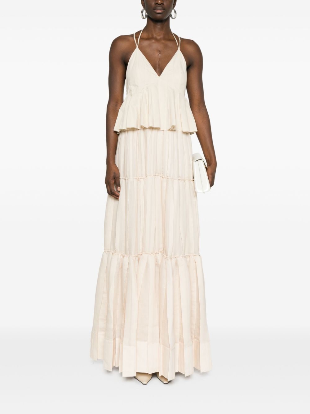 Shop Simkhai Delania Tiered Maxi Dress In Neutrals