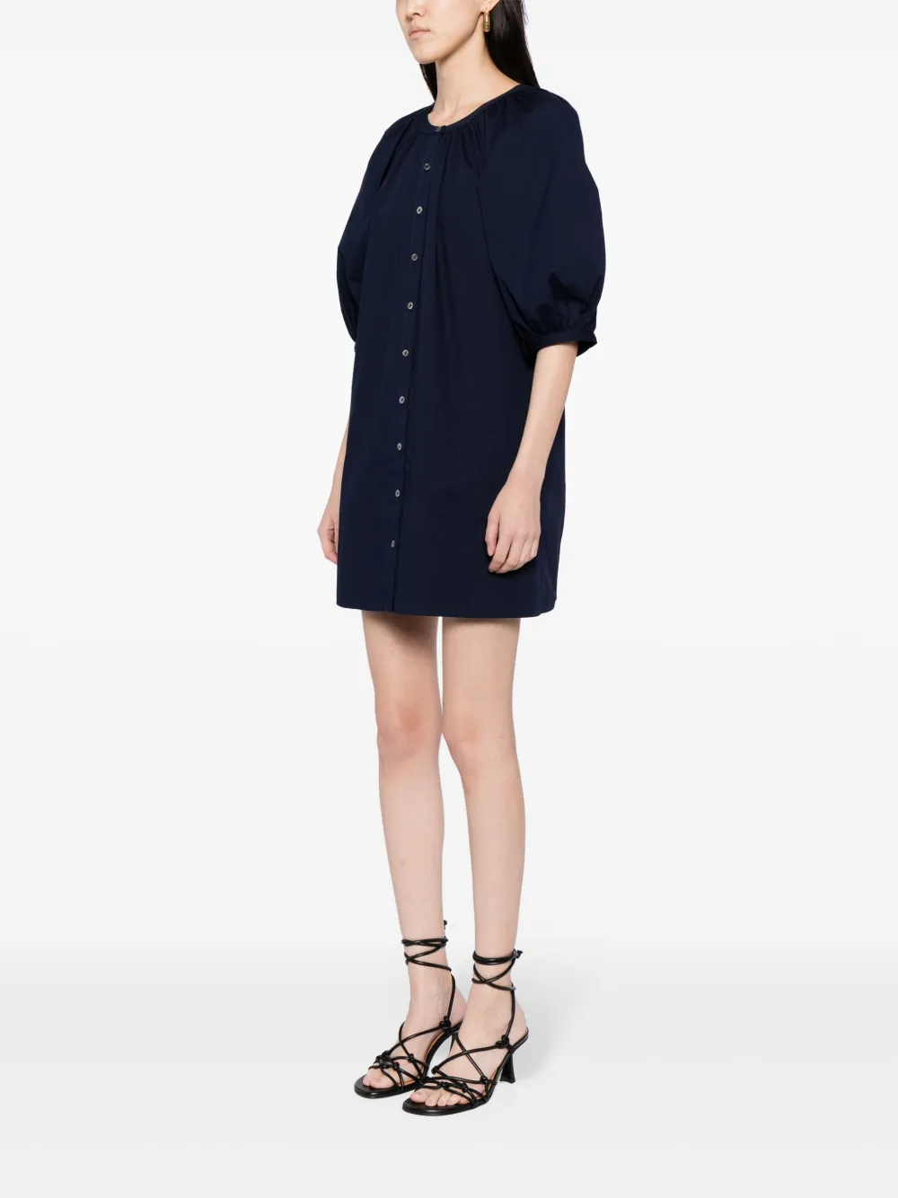 Shop Staud Vincent Cotton Minidress In Blue