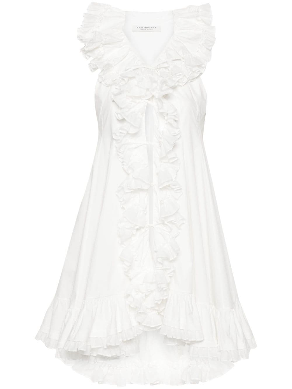 Philosophy Di Lorenzo Serafini Ruffled Cotton Mini Dress In White