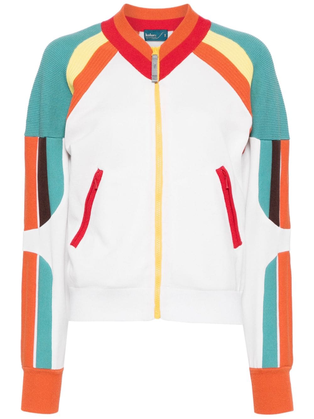 Kolor Colour-block Zip-up Jacket In White