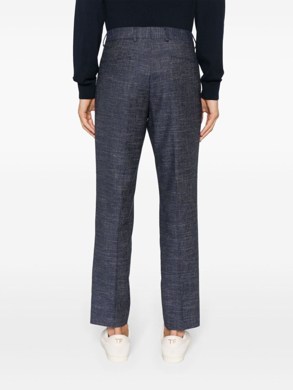 Shop Hugo Boss Tweed Cropped Trousers In Blue
