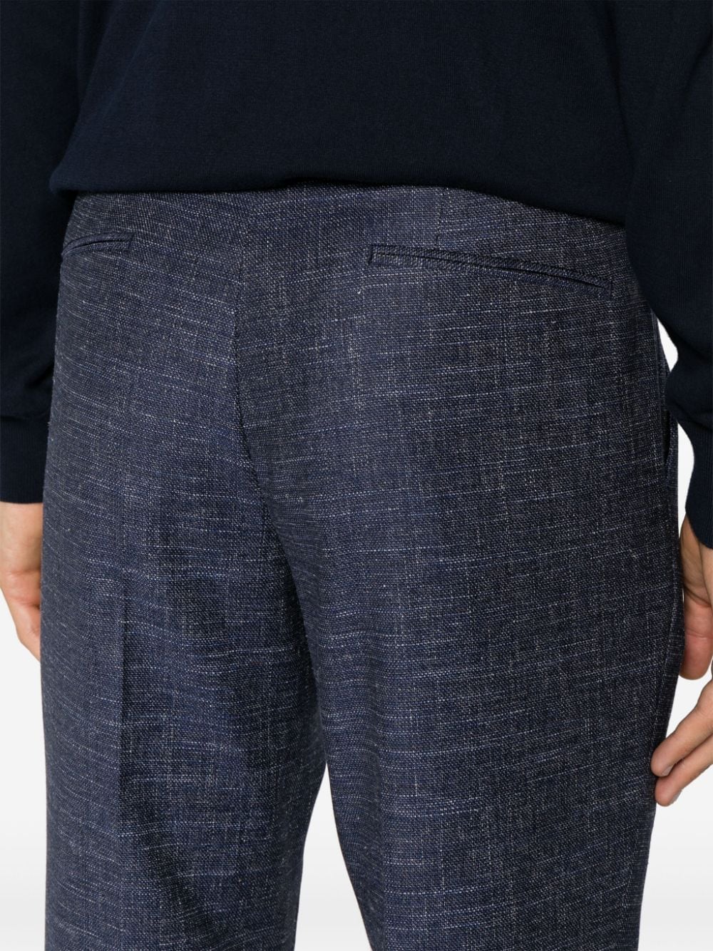 Shop Hugo Boss Tweed Cropped Trousers In Blue