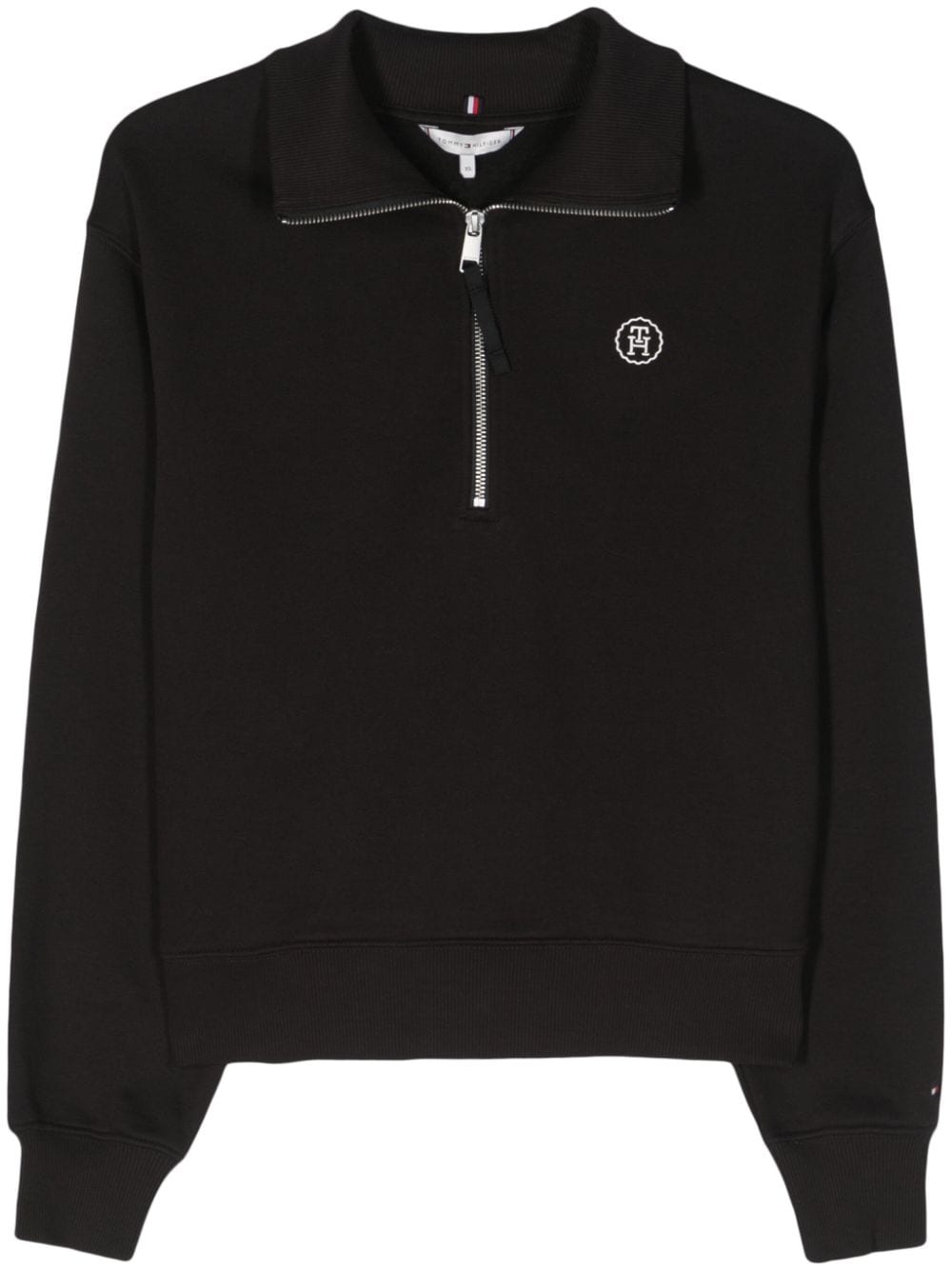 Tommy Hilfiger Logo-embroidered Zip-up Sweatshirt In Black