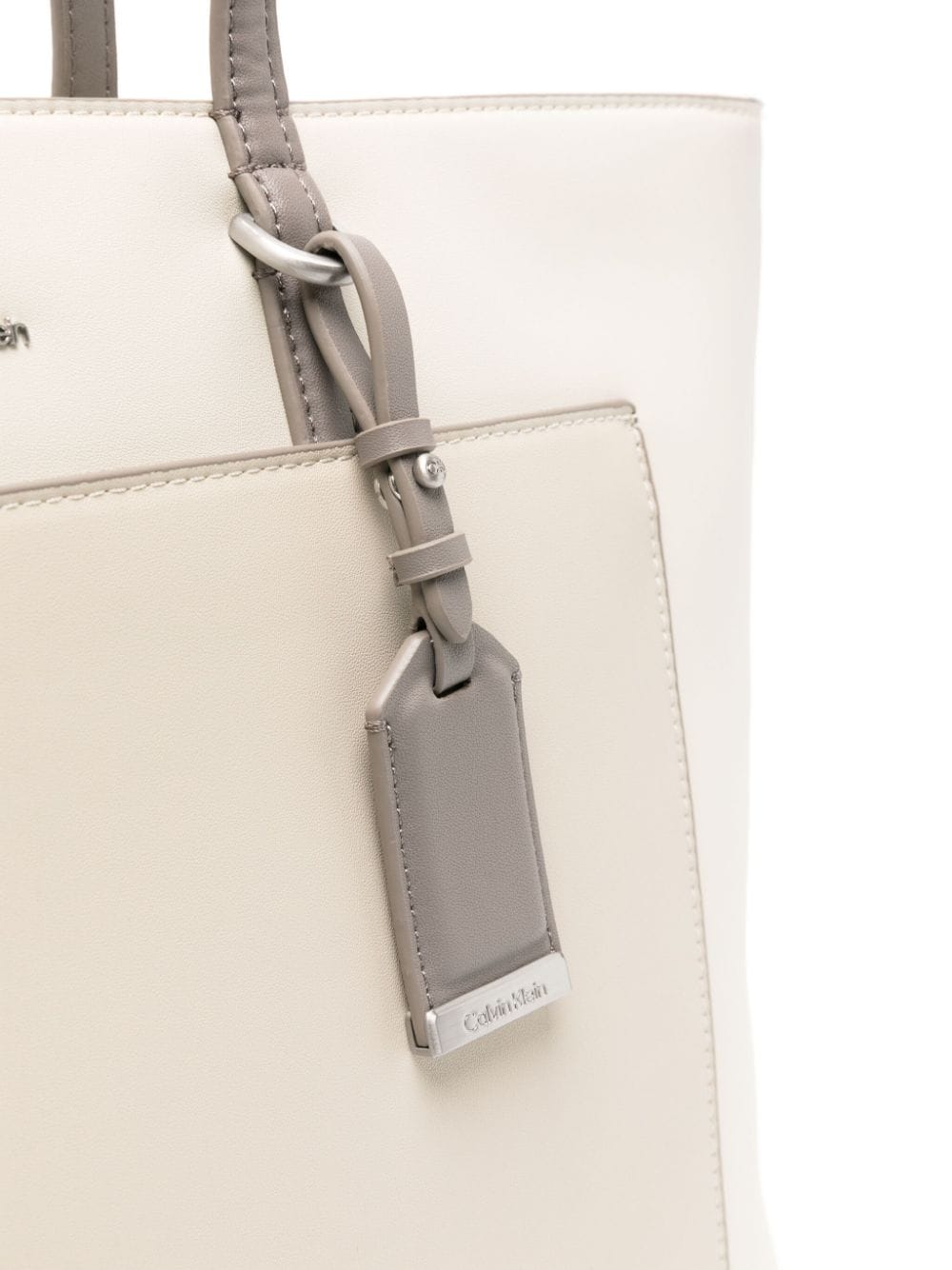 Shop Calvin Klein Logo-lettering Faux-leather Tote Bag In Neutrals