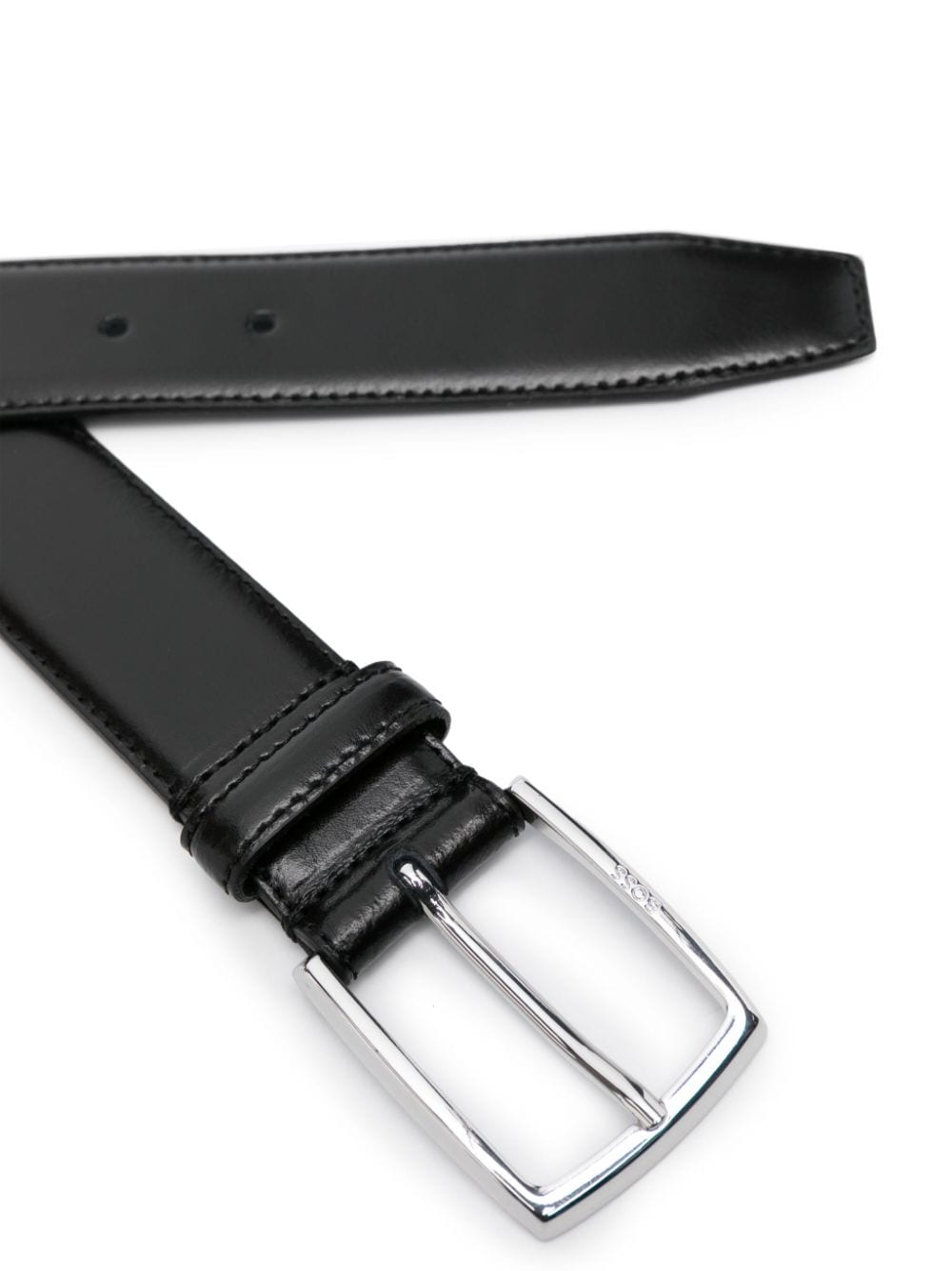 Shop Hugo Boss Logo-engraved Leather Belt In Black