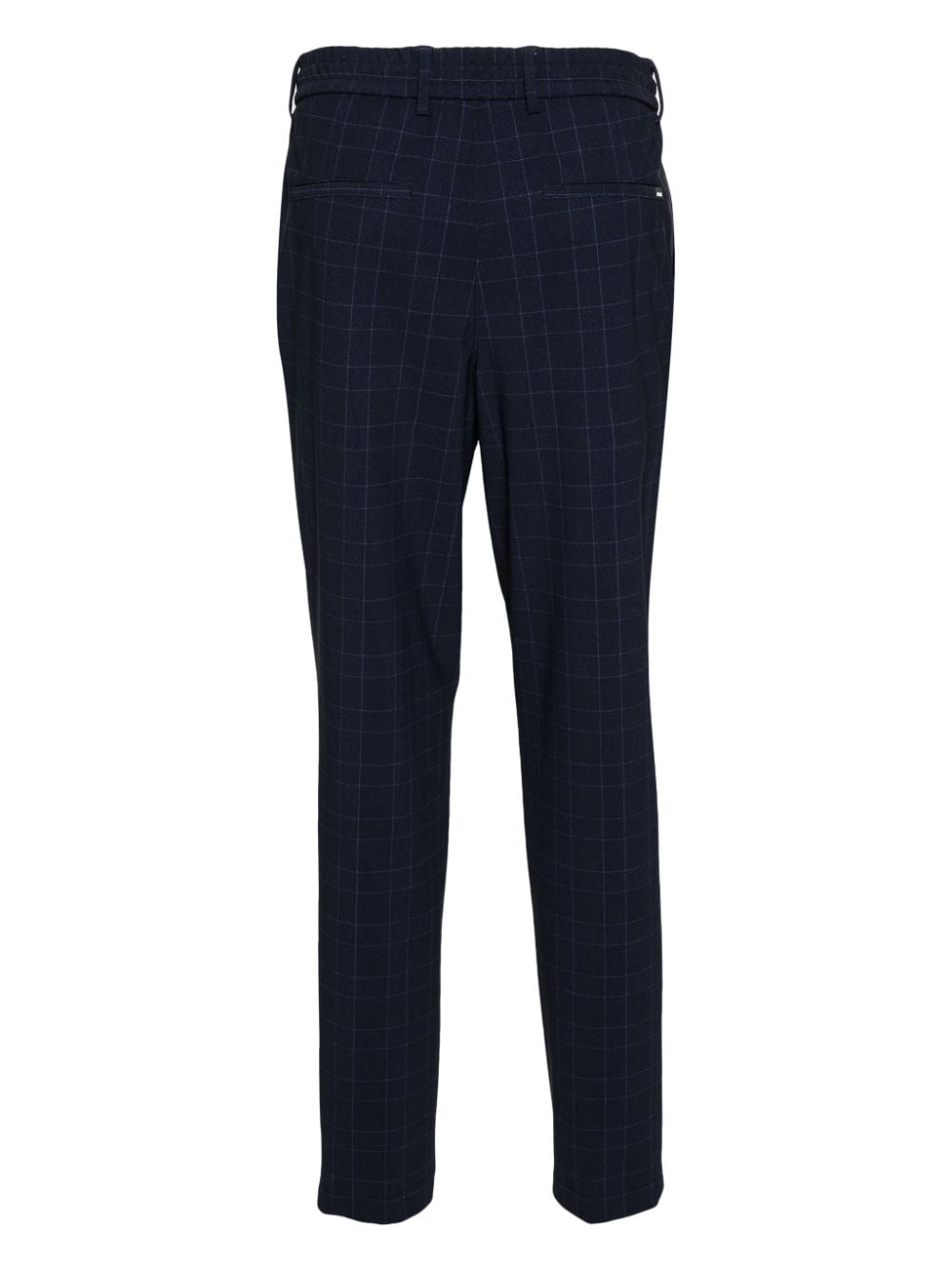 Shop Hugo Boss Checked Mid-rise Tapered Trousers In Blue
