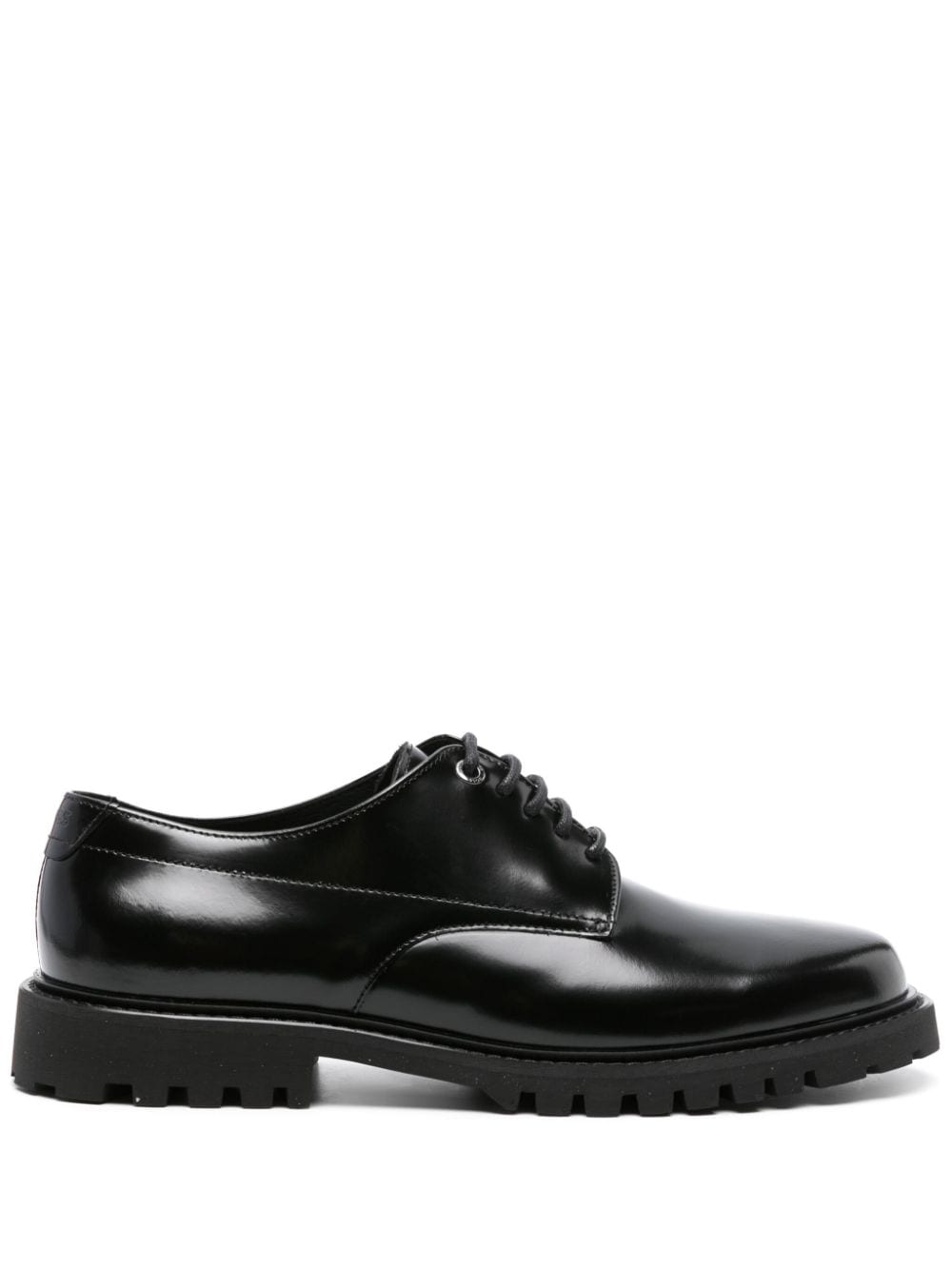 Hugo Boss Ridged Leather Derby Shoes In Black