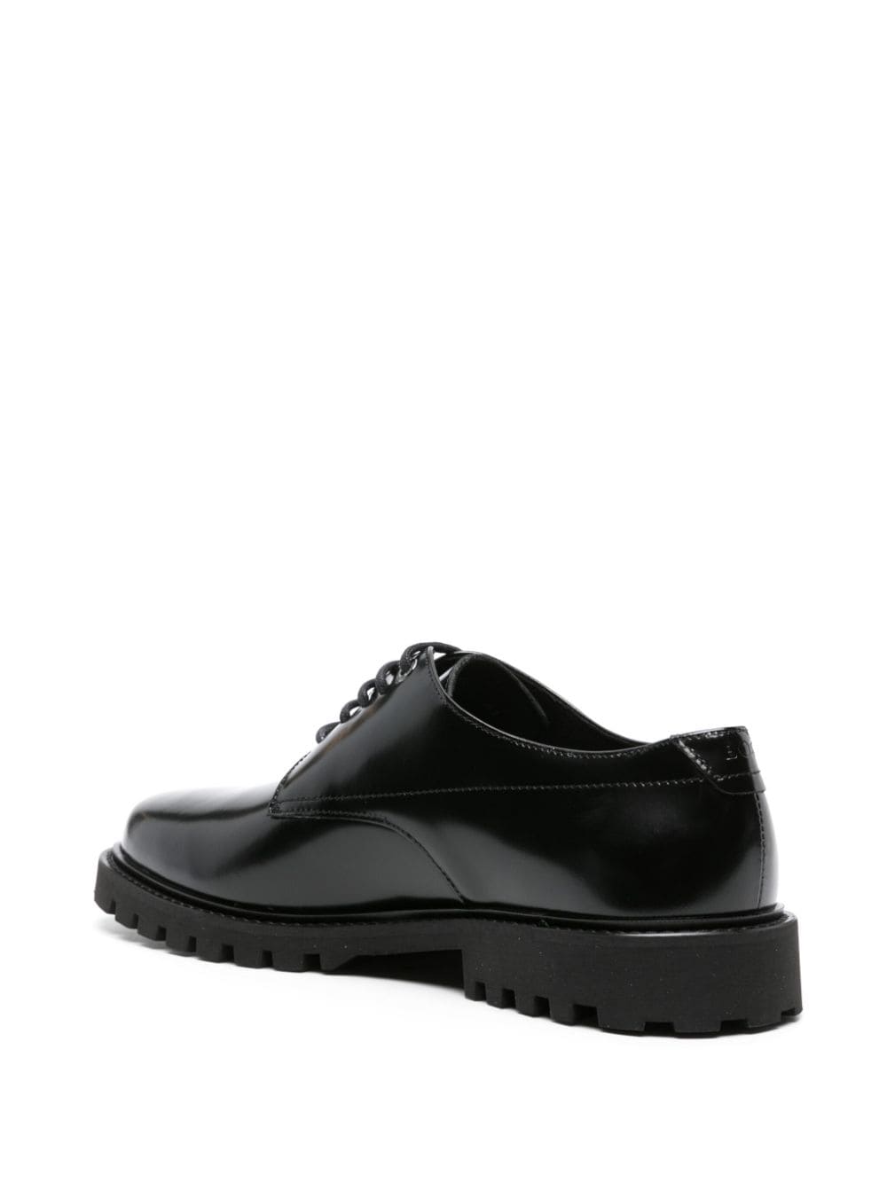 Shop Hugo Boss Ridged Leather Derby Shoes In Black