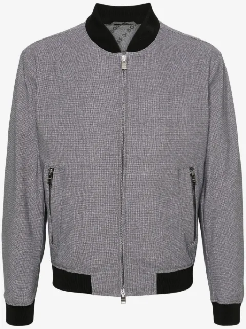 BOSS houndstooth-print zip-up jacket