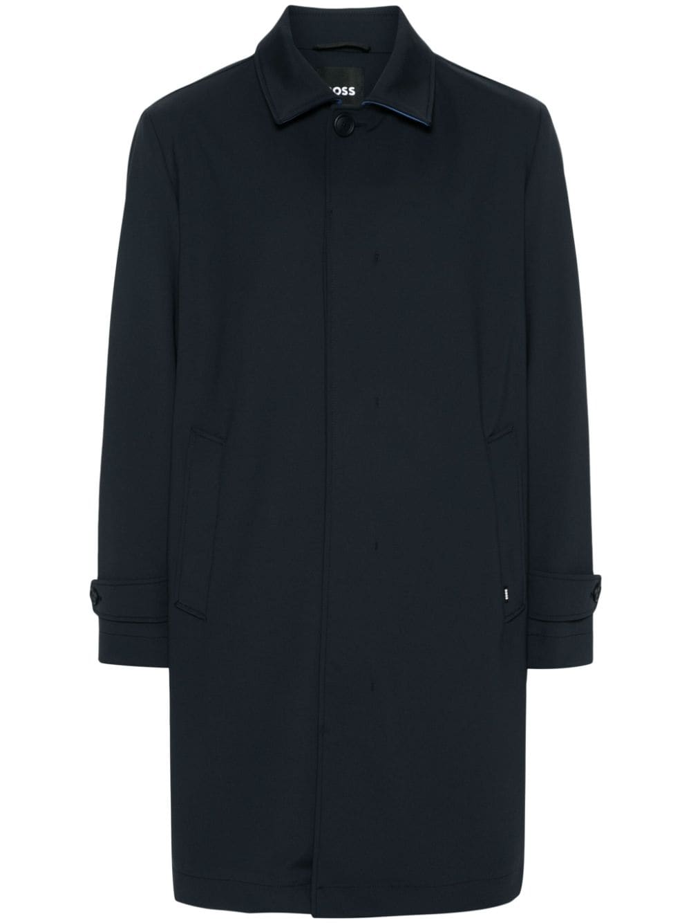 Hugo Boss Midi Trench Coat In Blue