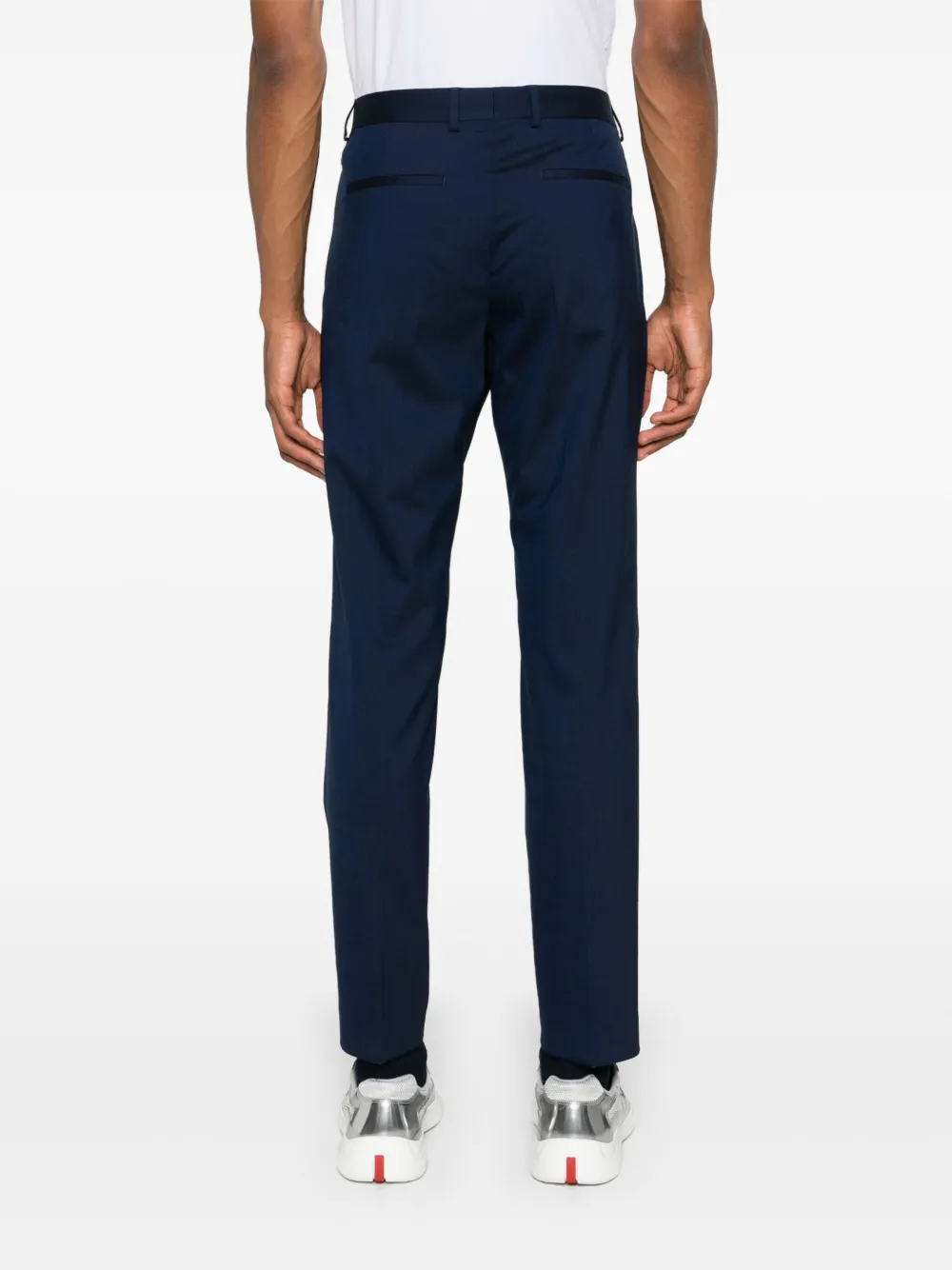 Calvin Klein Tapered Wool-blend Tailored Trousers In Blue