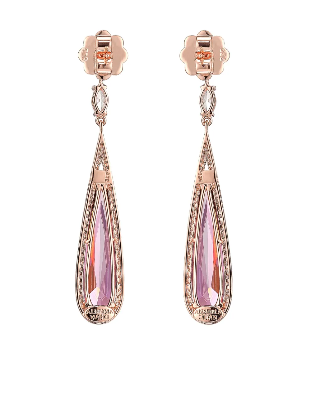 Anabela Chan 18kt Rose Gold Vermeil Shard Tourmaline And Diamond Earrings In Red