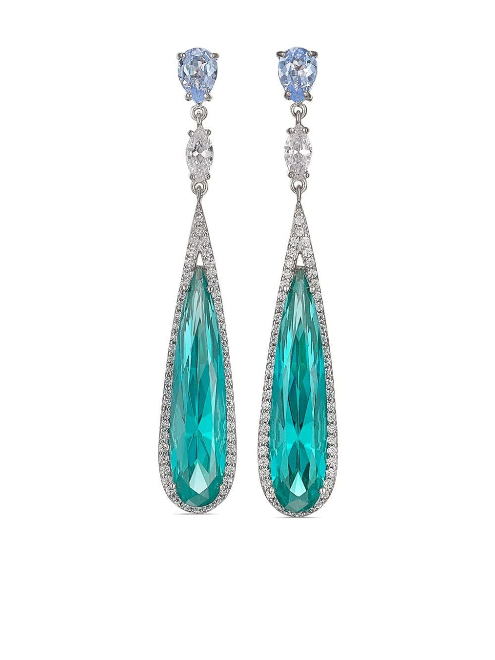 Shop Anabela Chan 18kt White Gold Shard Multi-stone Earrings In Blue
