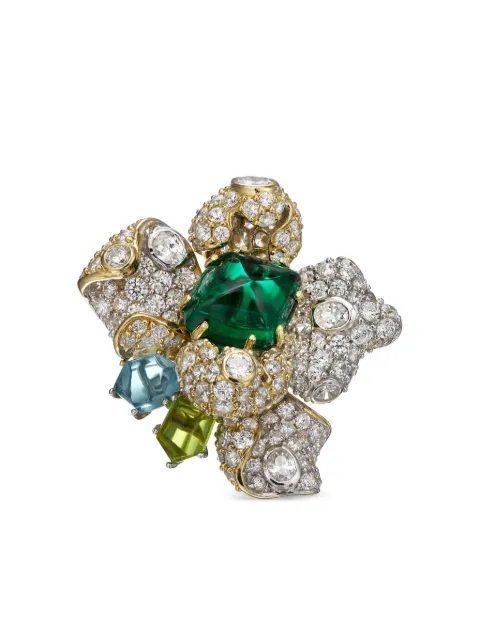 Anabela Chan 18kt gold vermeil Emerald Blossom gemstone ring