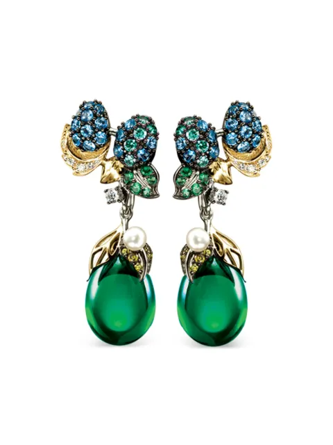 Anabela Chan aretes Greenberry en oro de 18kt con gemas