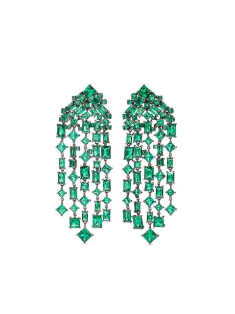 Anabela Chan 18kt white gold vermeil Cascade emerald earrings