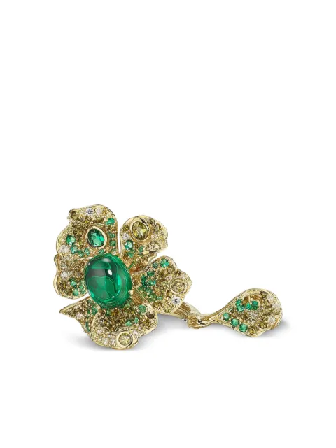 Anabela Chan 18kt yellow gold vermeil Emerald Peony emerald and diamond ring